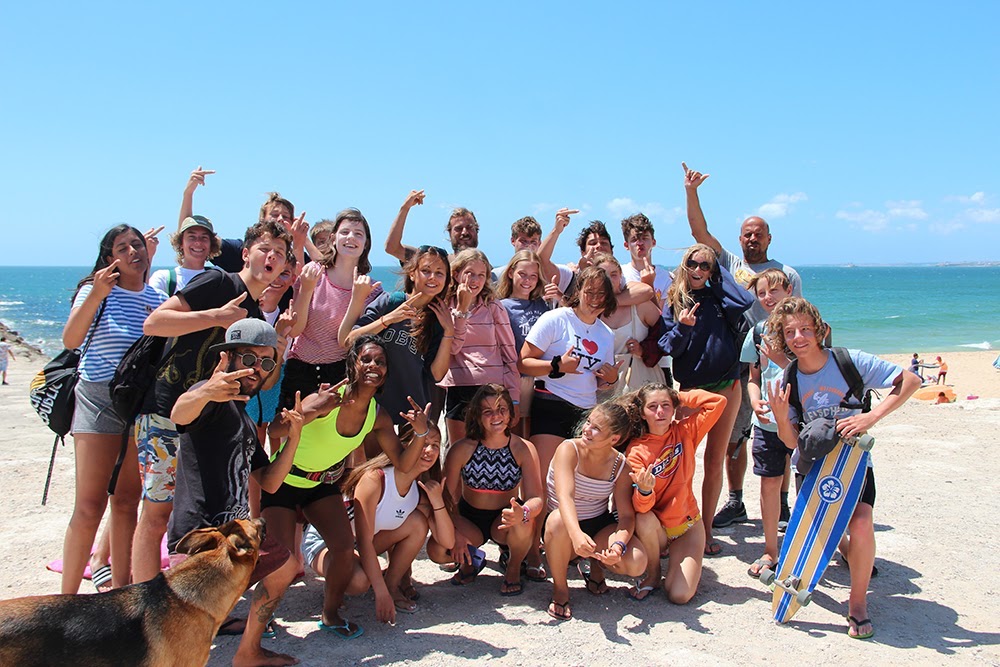 Surf School Teens Camp Lisbon Group at the beach