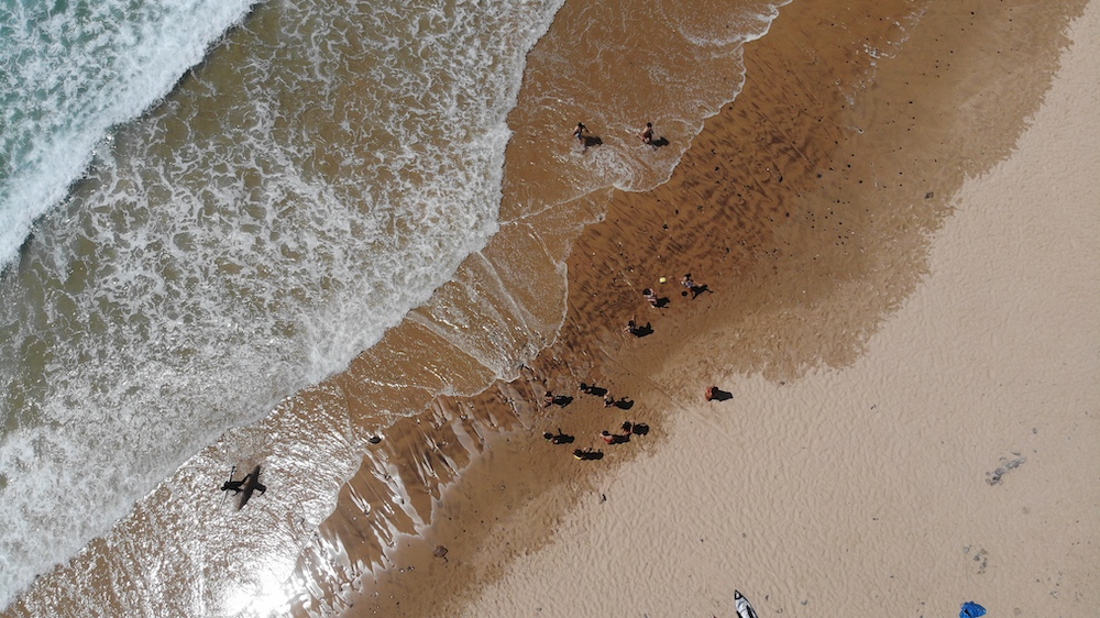 beach aerial view Nomad Surf Camp for Adults in Spain - Galicia retreats for adults surf camp lessons children teen summer young adult best nomad kid bali canggu beginners uluwatu france moliets portugal algarve lisbon