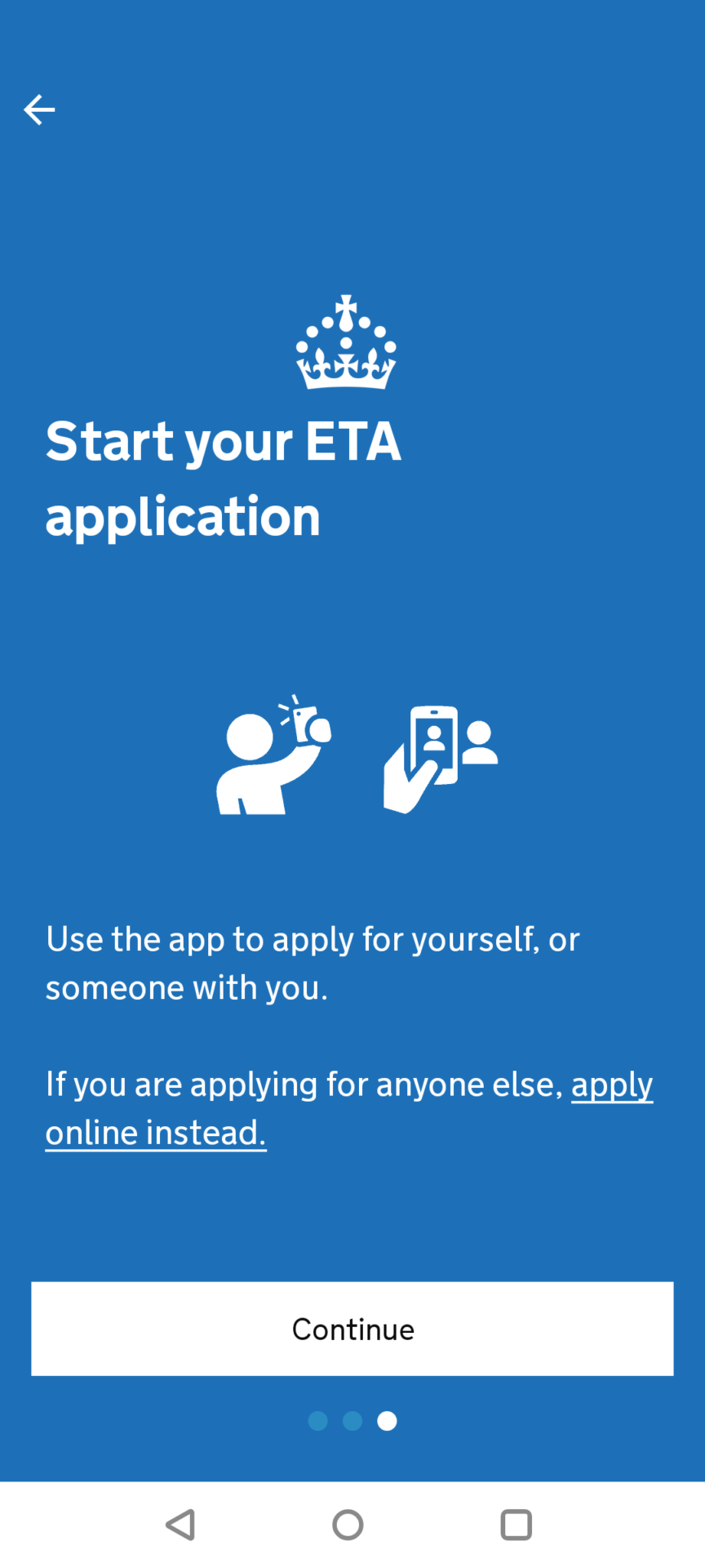 Start your ETA application